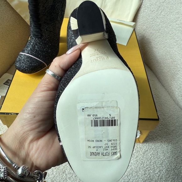 ✨ Fendi Rockoko Metallic Knit Sock Booties — Black — EU 37 ✨ - Picture 10 of 11